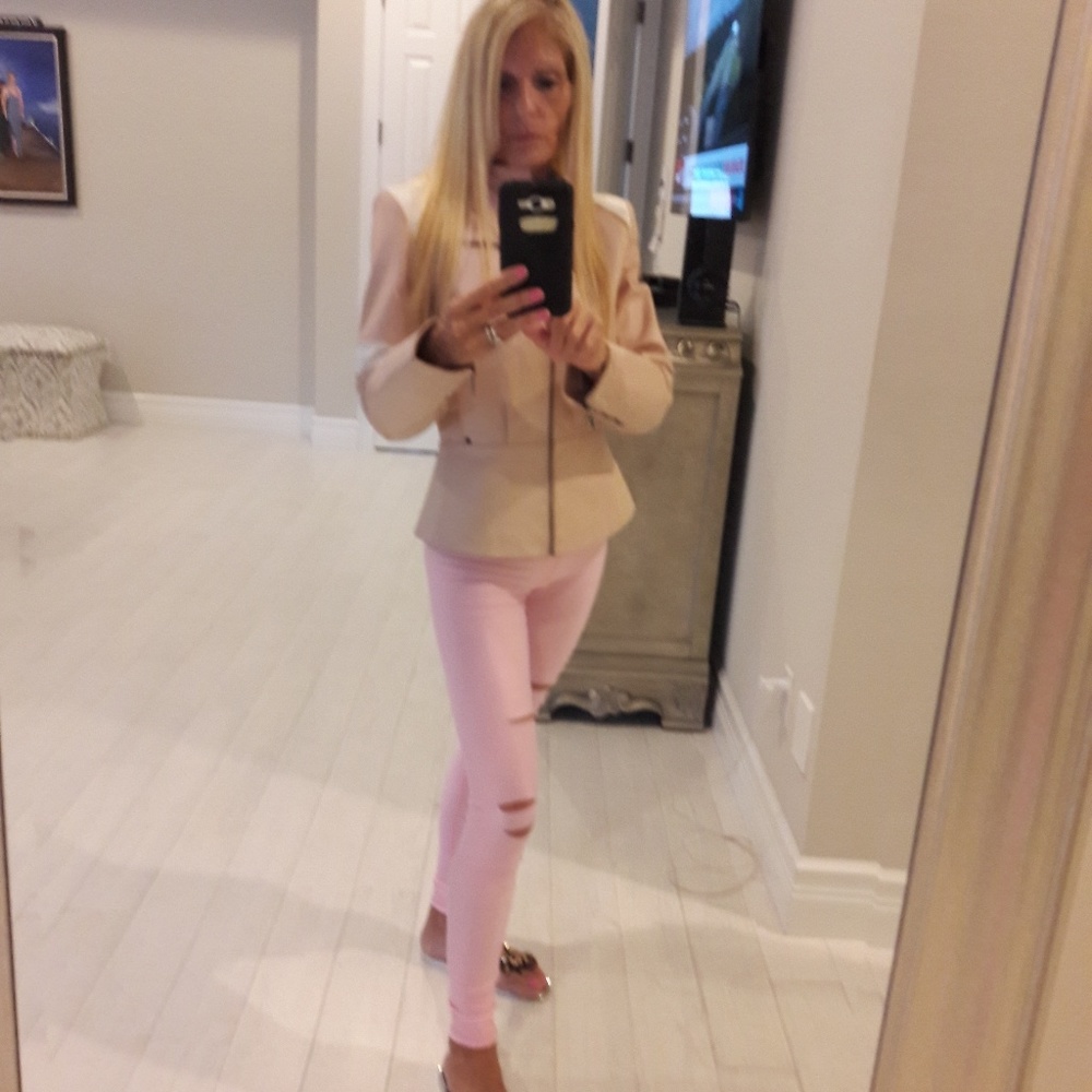 Pink leather jacket